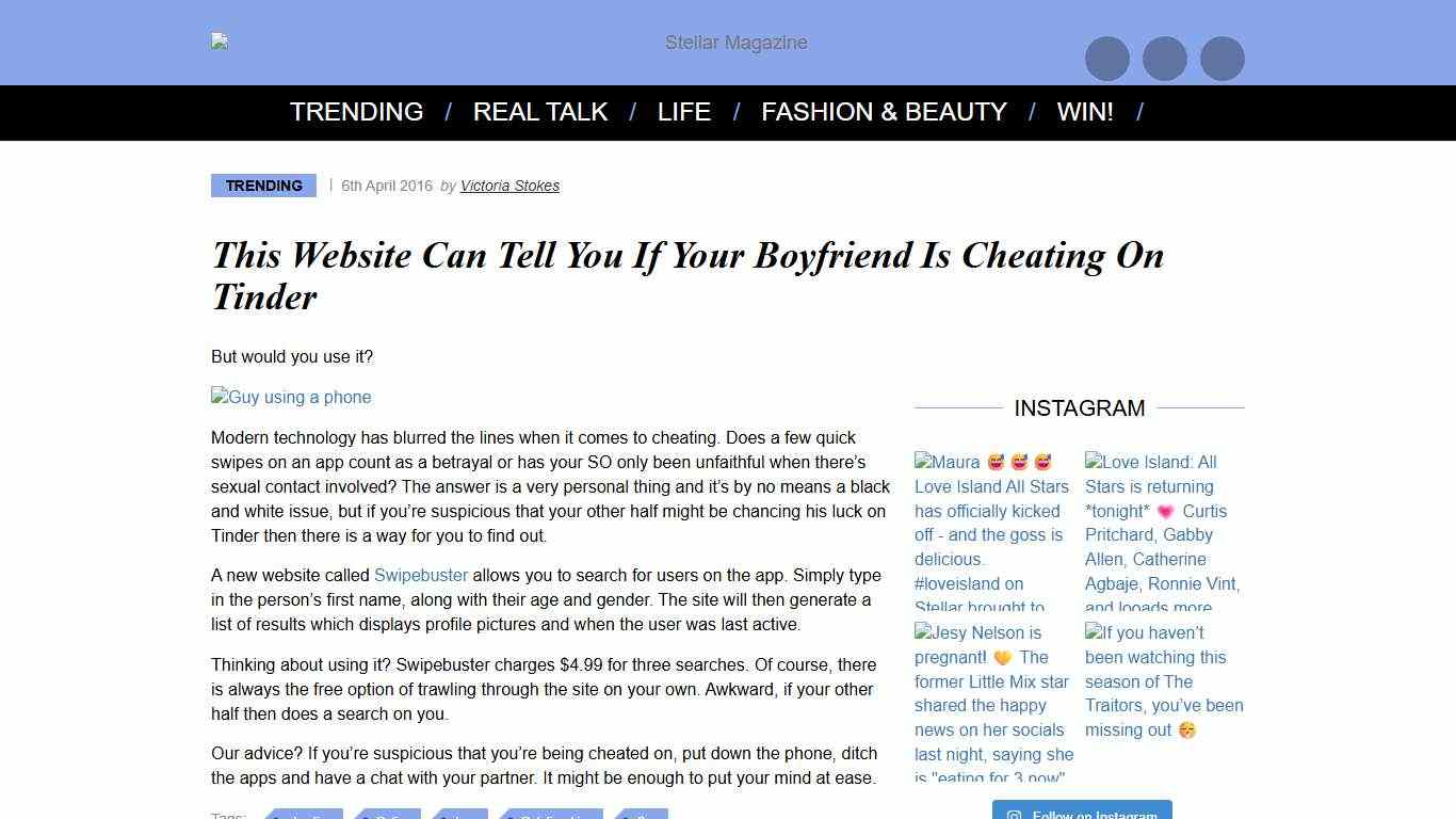 This Website Can Tell You If Your Boyfriend Is Cheating On Tinder Stellar